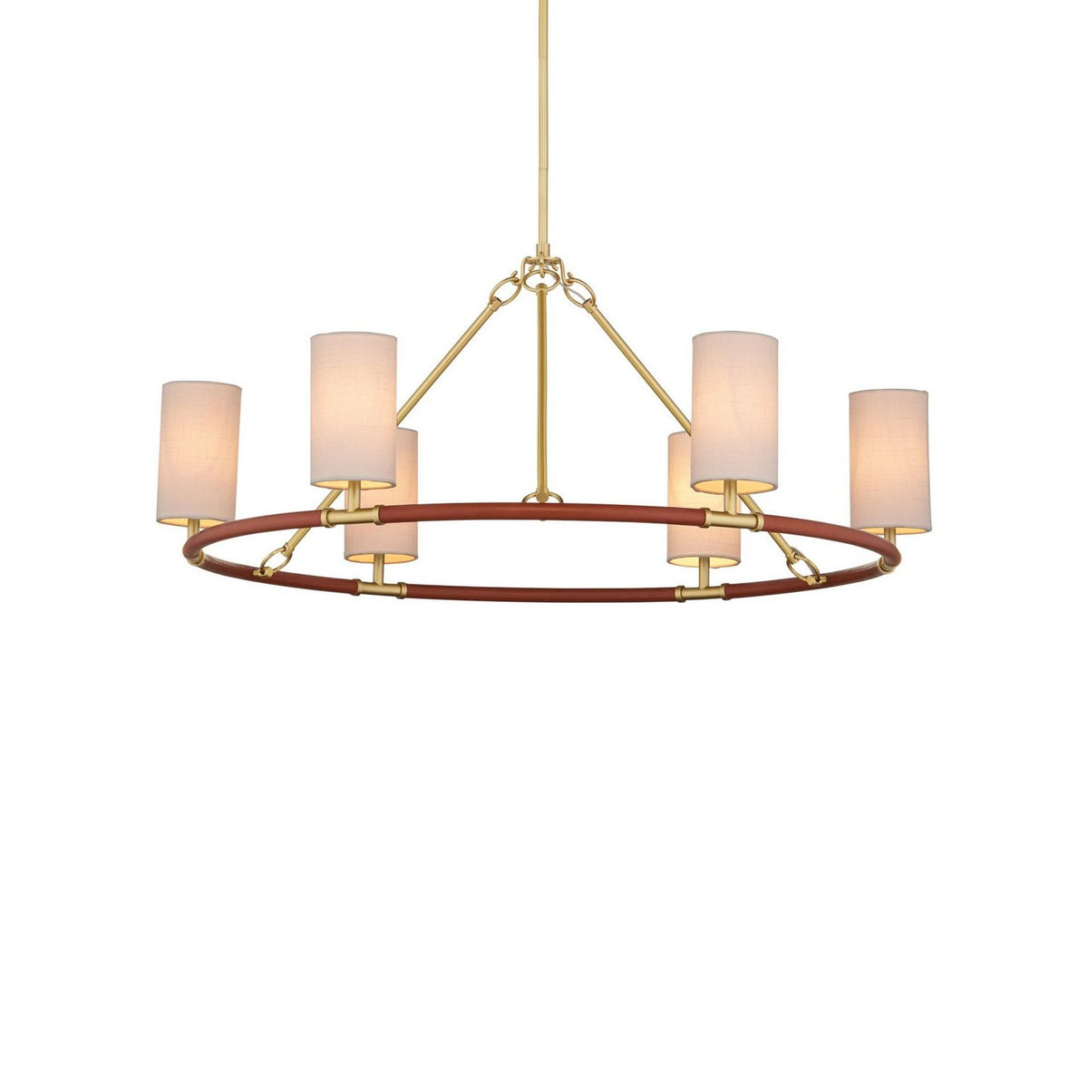Currey and Company 9000-1351 Ellerston Chandelier in Saddle Brown/Brushed Brass