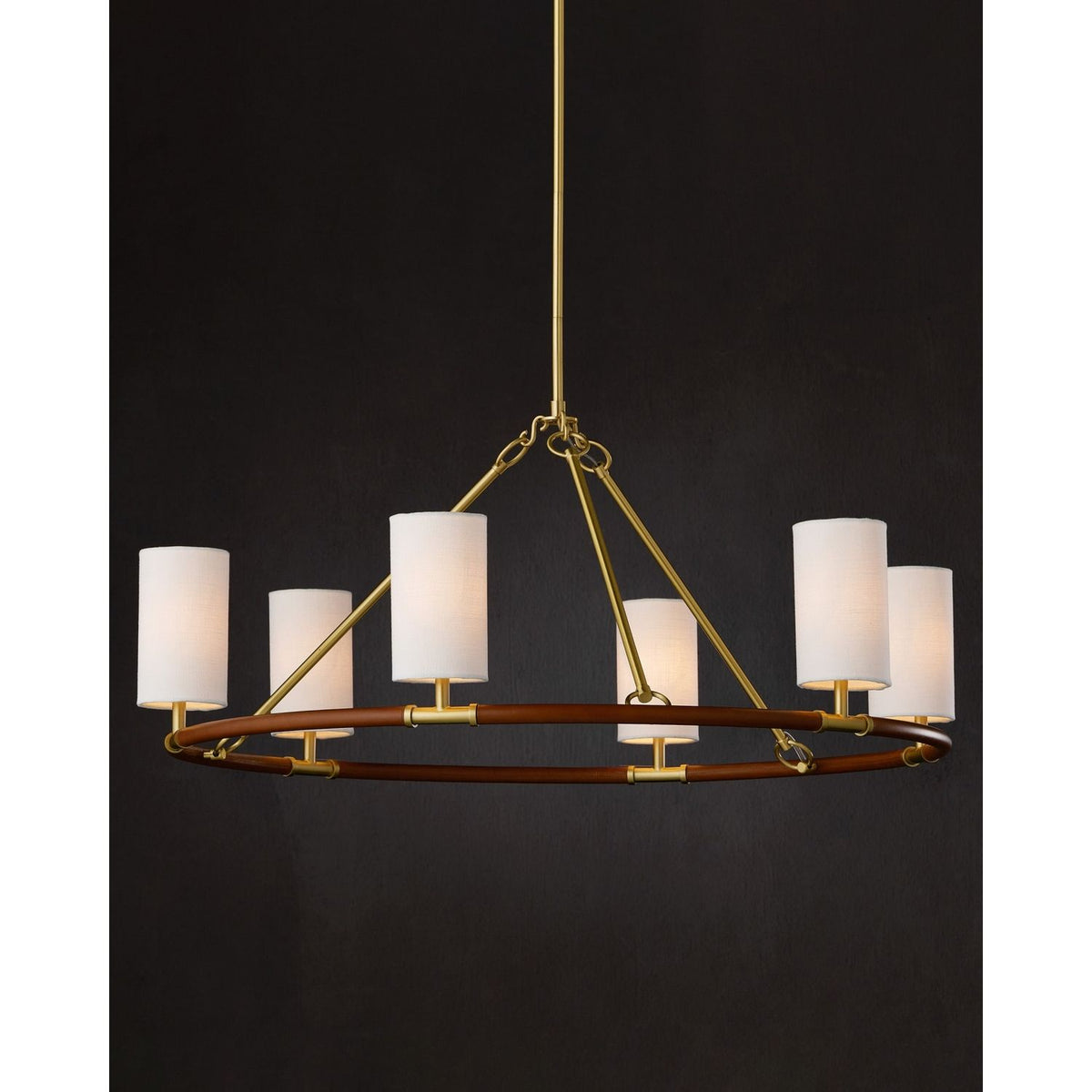 Currey and Company 9000-1351 Ellerston Chandelier in Saddle Brown/Brushed Brass