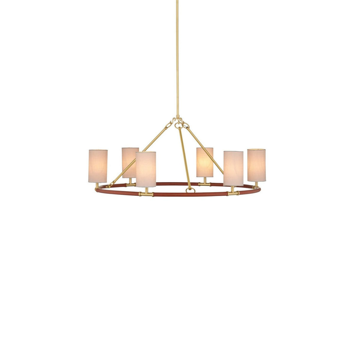 Currey and Company 9000-1351 Ellerston Chandelier in Saddle Brown/Brushed Brass