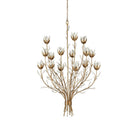 Currey and Company 9000-1358 Star Magnolia Chandelier in Antique Brass/White/Clear