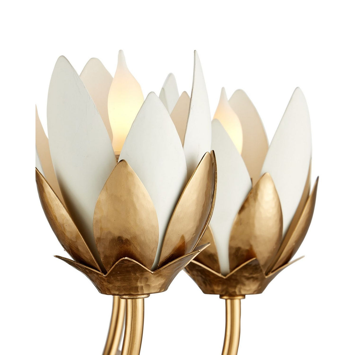 Currey and Company 9000-1359 Star Magnolia Chandelier in Antique Brass/White/Clear