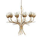 Currey and Company 9000-1359 Star Magnolia Chandelier in Antique Brass/White/Clear
