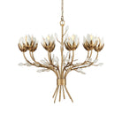 Currey and Company 9000-1359 Star Magnolia Chandelier in Antique Brass/White/Clear
