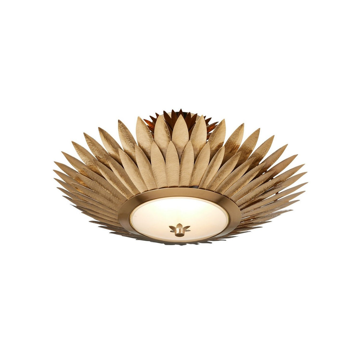 Currey and Company 9000-1360 Plumage Semi-Flush Mount in Antique Brass/White