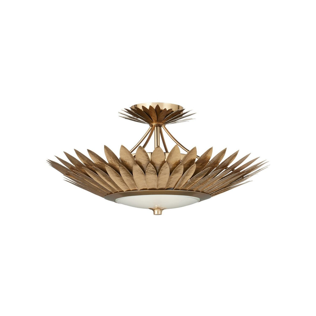 Currey and Company 9000-1360 Plumage Semi-Flush Mount in Antique Brass/White