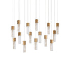 Currey and Company 9000-1383 Cannula Linear Multi-Drop Pendant in Vintage Brass/White/Silver