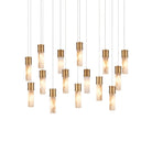 Currey and Company 9000-1383 Cannula Linear Multi-Drop Pendant in Vintage Brass/White/Silver