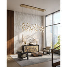 Currey and Company 9000-1384 Cannula Linear Multi-Drop Pendant in Vintage Brass/White/Silver