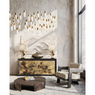 Currey and Company 9000-1384 Cannula Linear Multi-Drop Pendant in Vintage Brass/White/Silver