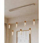 Currey and Company 9000-1386 Cannula Linear Multi-Drop Pendant in Vintage Brass/White/Silver