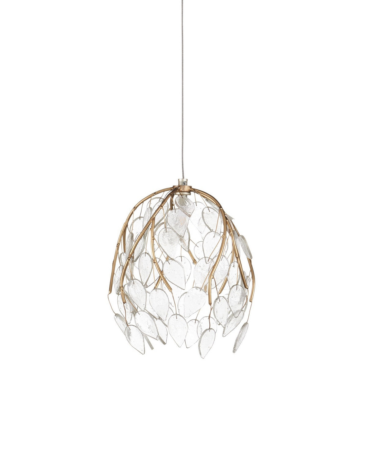 Currey and Company 9000-1387 Banyan Pendant in Antique Brass/Clear/Silver