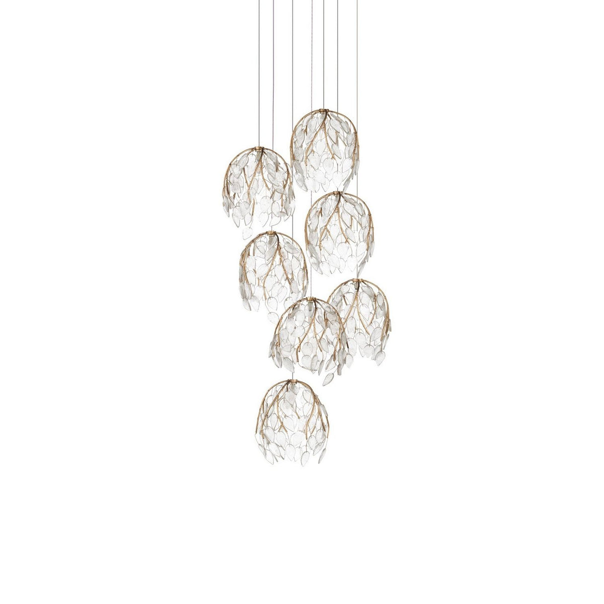 Currey and Company 9000-1389 Banyan Pendant in Antique Brass/Clear/Silver