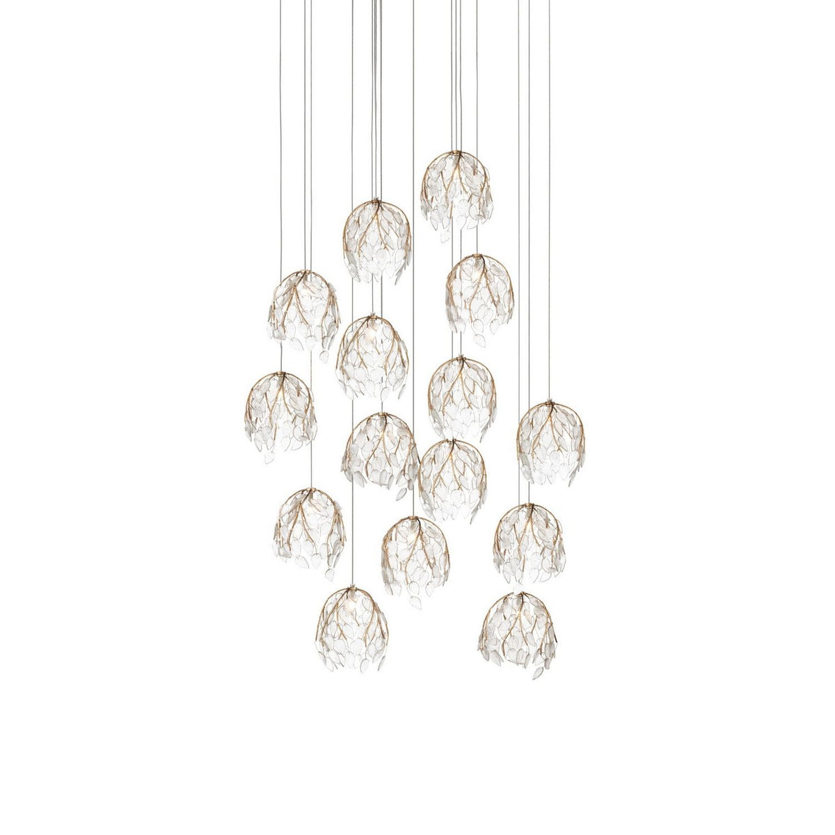 Currey and Company 9000-1390 Banyan Pendant in Antique Brass/Clear/Silver