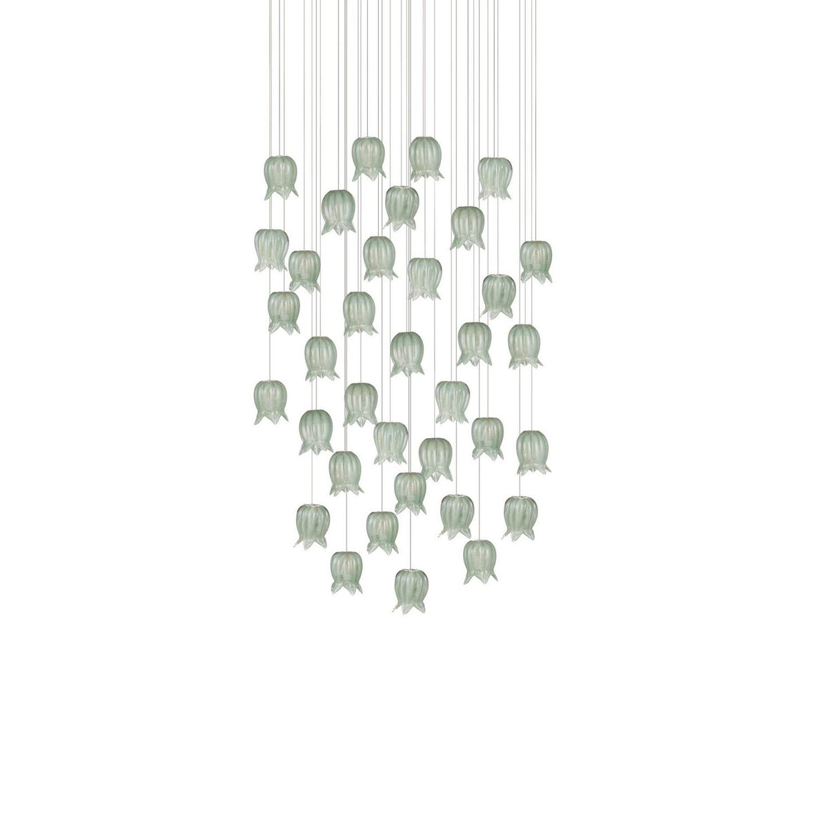 Currey and Company 9000-1401 Polpo Round Multi-Drop Pendant in Green/Silver