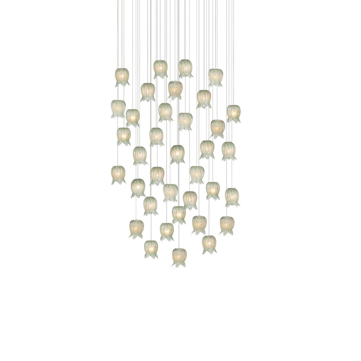 Currey and Company 9000-1401 Polpo Round Multi-Drop Pendant in Green/Silver