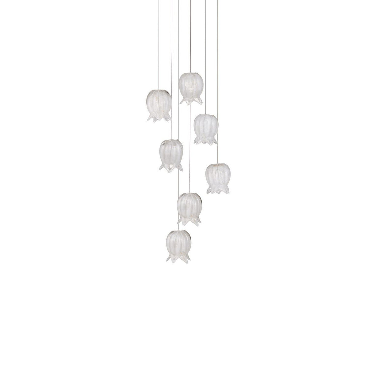 Currey and Company 9000-1405 Polpo Round Multi-Drop Pendant in White/Silver