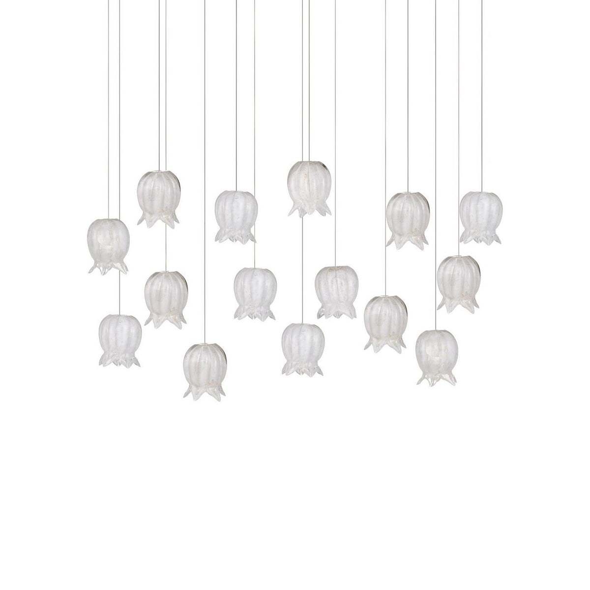 Currey and Company 9000-1407 Polpo Linear Multi-Drop Pendant in White/Silver