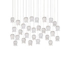 Currey and Company 9000-1408 Polpo Linear Multi-Drop Pendant in White/Silver