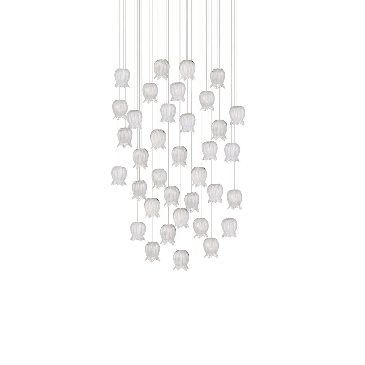 Currey and Company 9000-1409 Polpo Round Multi-Drop Pendant in White/Silver