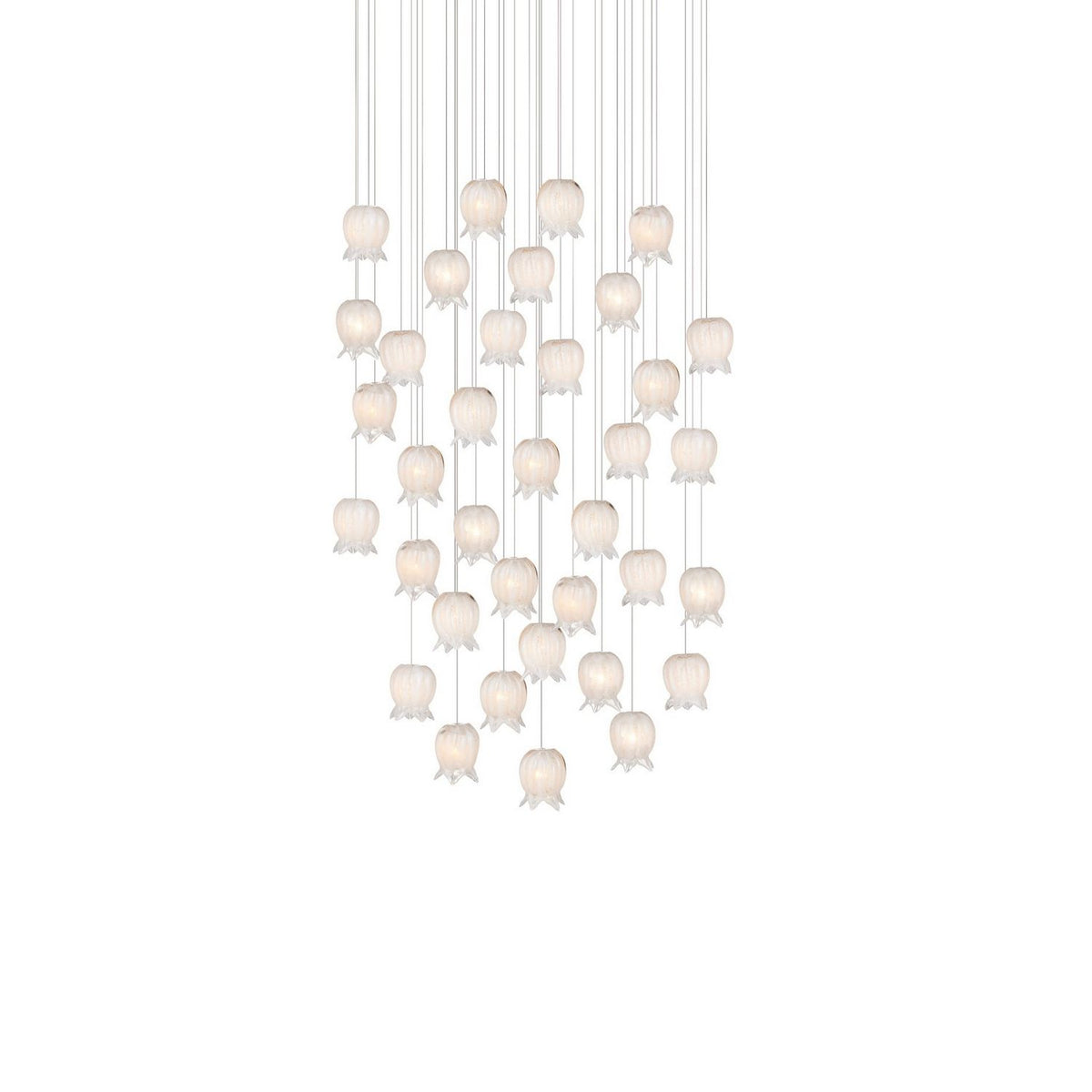 Currey and Company 9000-1409 Polpo Round Multi-Drop Pendant in White/Silver