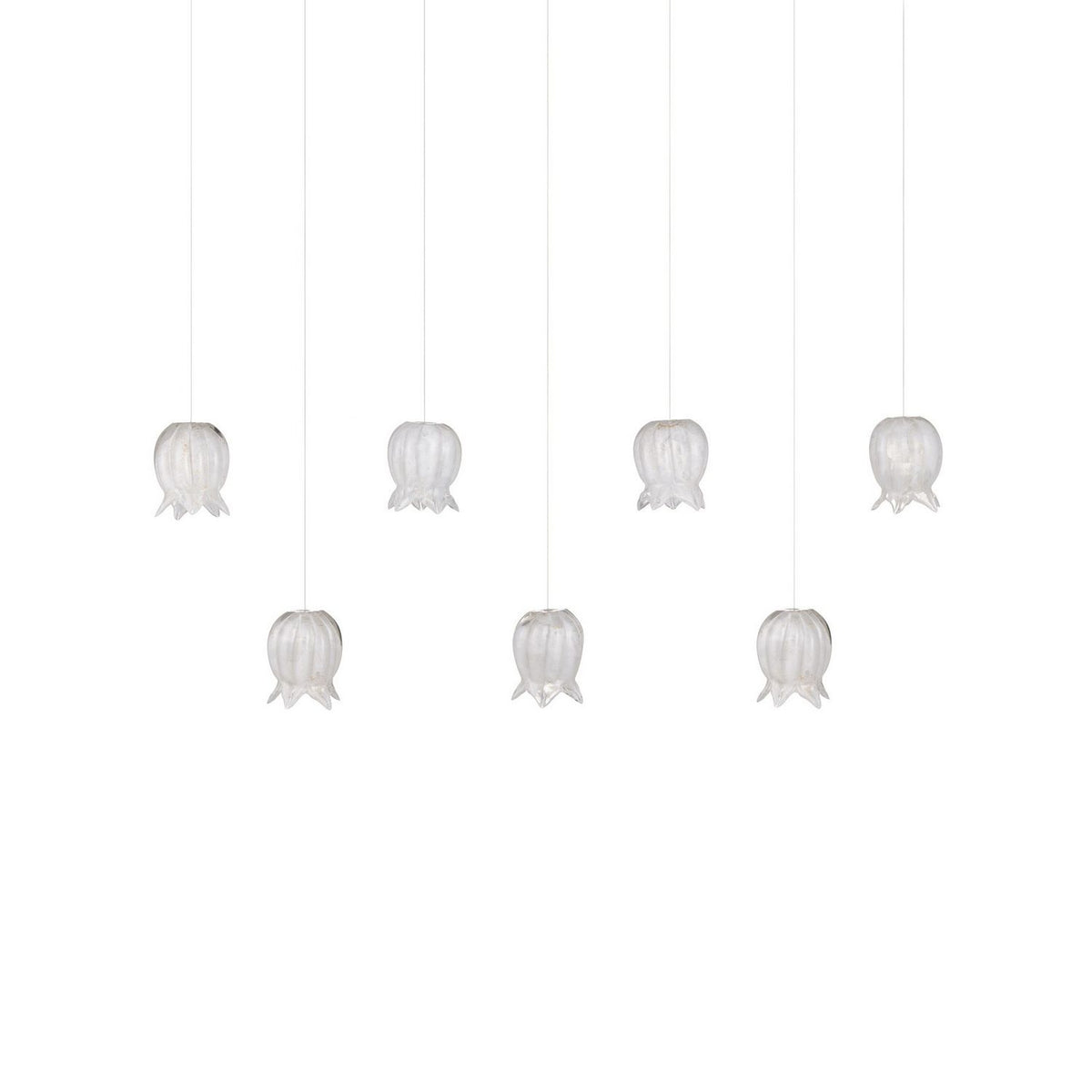 Currey and Company 9000-1410 Polpo Linear Multi-Drop Pendant in White/Silver