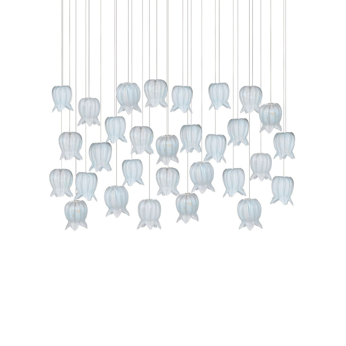 Currey and Company 9000-1416 Polpo Linear Multi-Drop Pendant in Blue/Silver