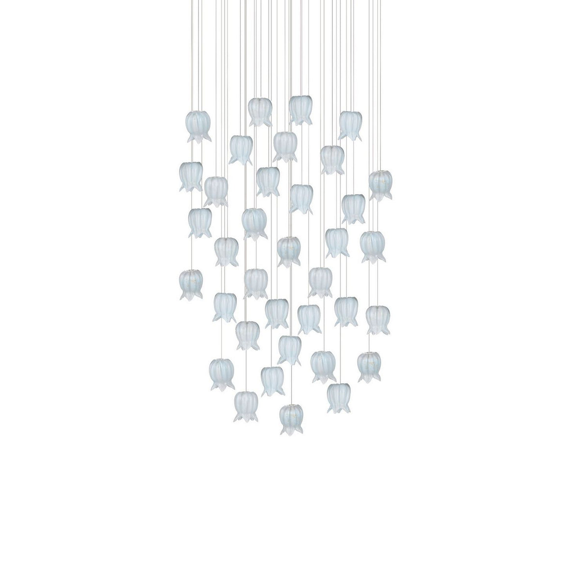 Currey and Company 9000-1417 Polpo Round Multi-Drop Pendant in Blue/Silver