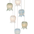 Currey and Company 9000-1420 Polpo Round Multi-Drop Pendant in Blue/Green/White/Silver