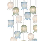 Currey and Company 9000-1421 Polpo Round Multi-Drop Pendant in Blue/Green/White/Silver