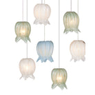 Currey and Company 9000-1422 Polpo Linear Multi-Drop Pendant in Blue/Green/White/Silver