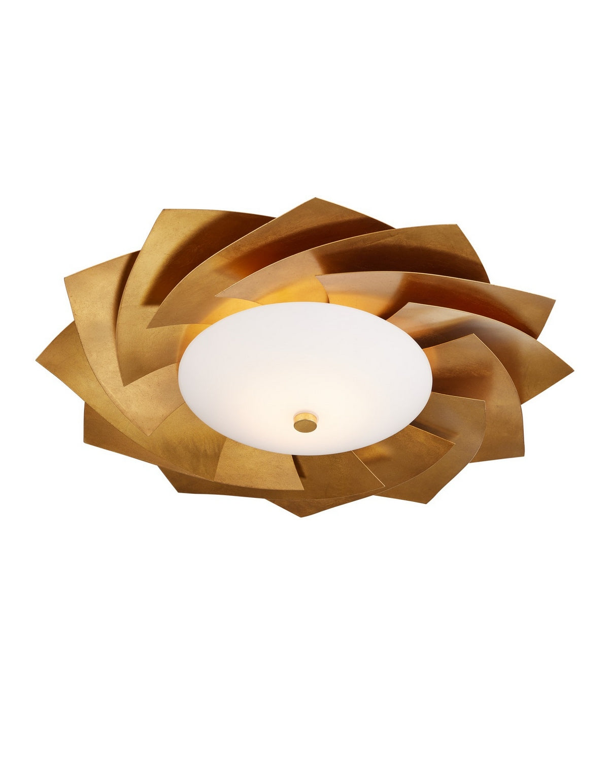 Currey and Company 9999-0080 Asterisk Flush Mount in Contemporary Gold Leaf/Contemporary Gold/Opaque White