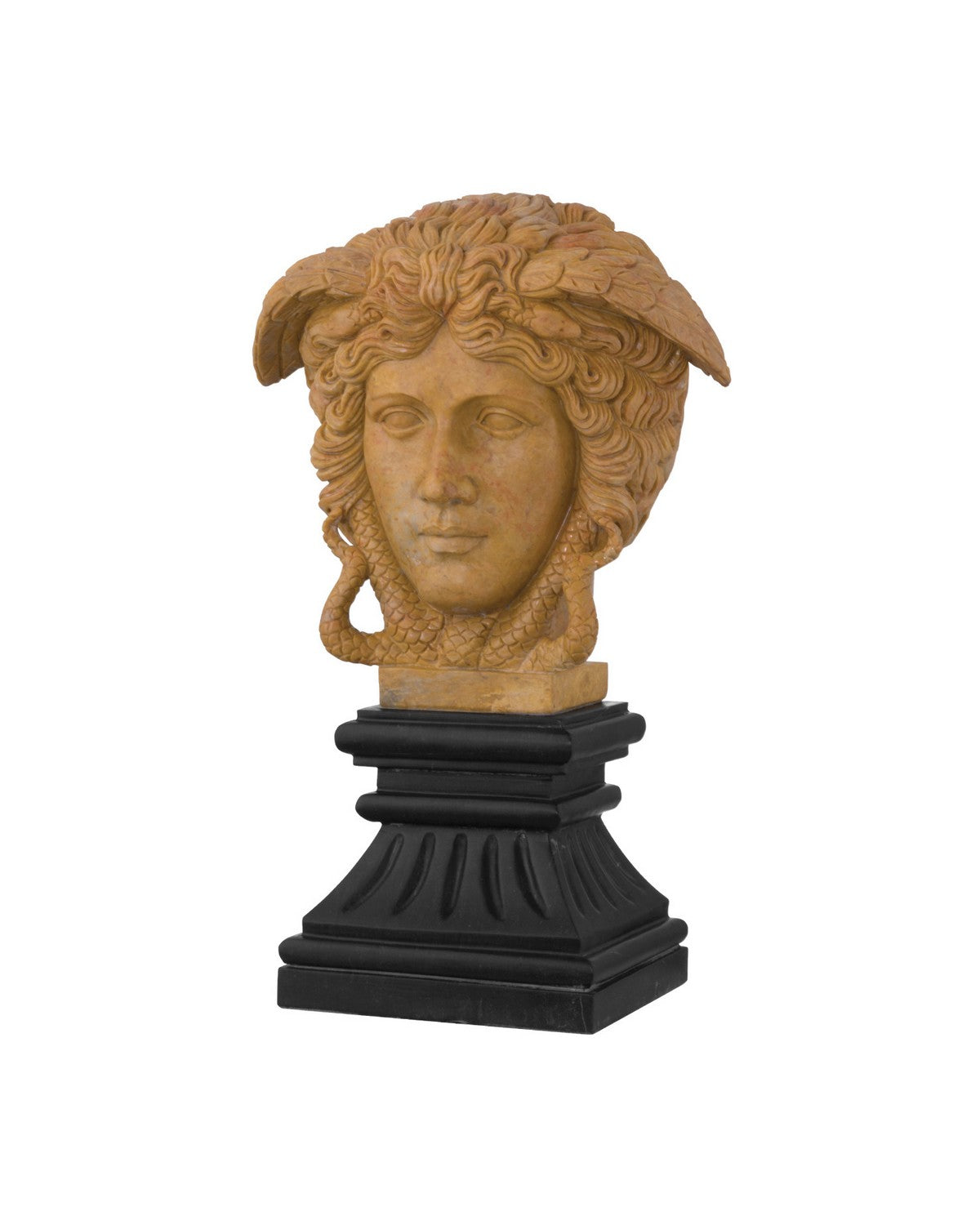 Currey and Company 1200-1103 Hypnos Head on Metal Plinth in Light Coral/Black