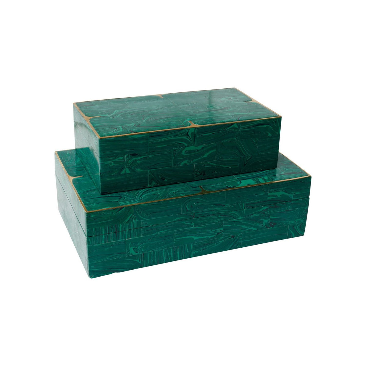 Currey and Company 1200-1122 Orin Box Set of 2 in Green/Brushed Brass