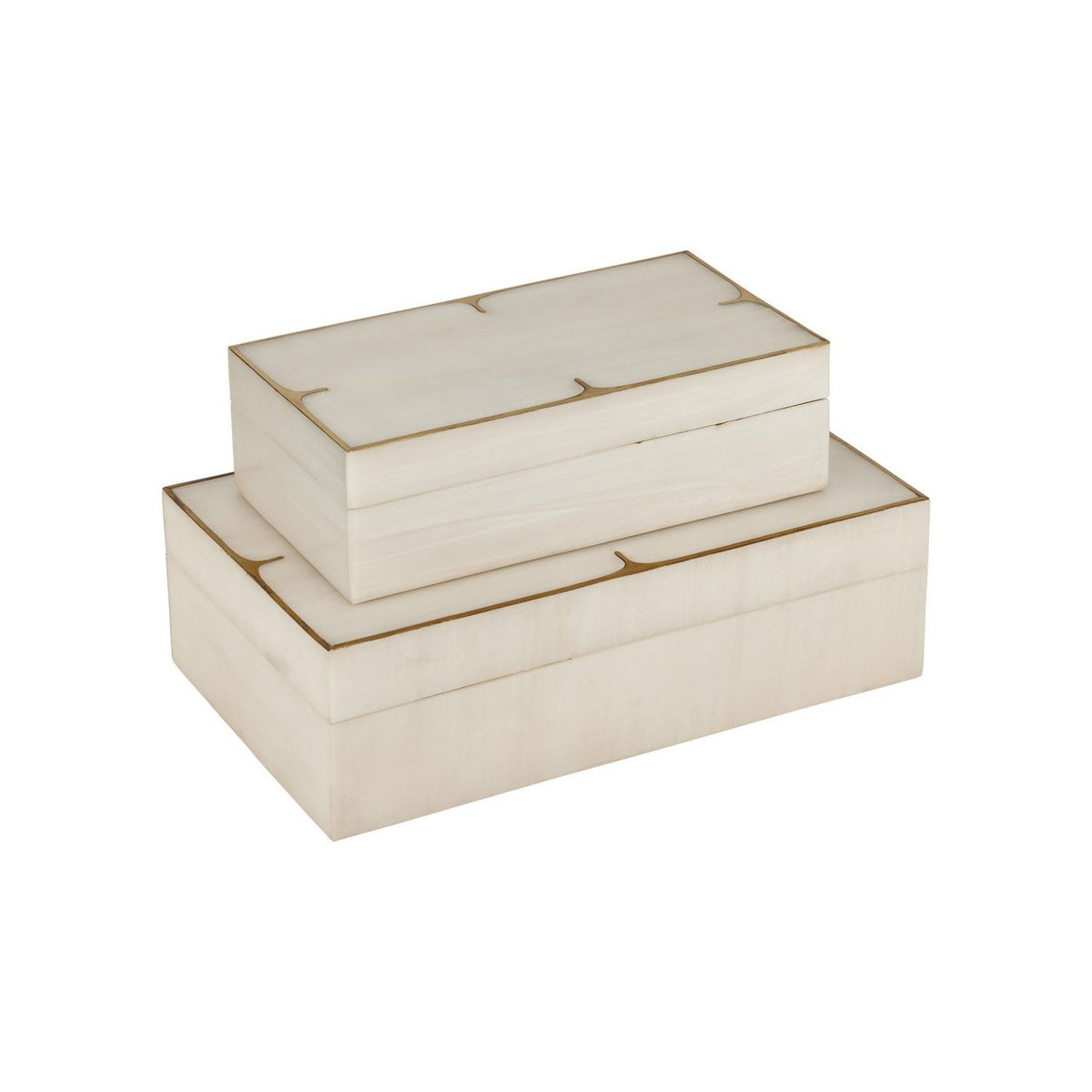 Currey and Company 1200-1123 Orin Box Set of 2 in Ivory/Brushed Brass