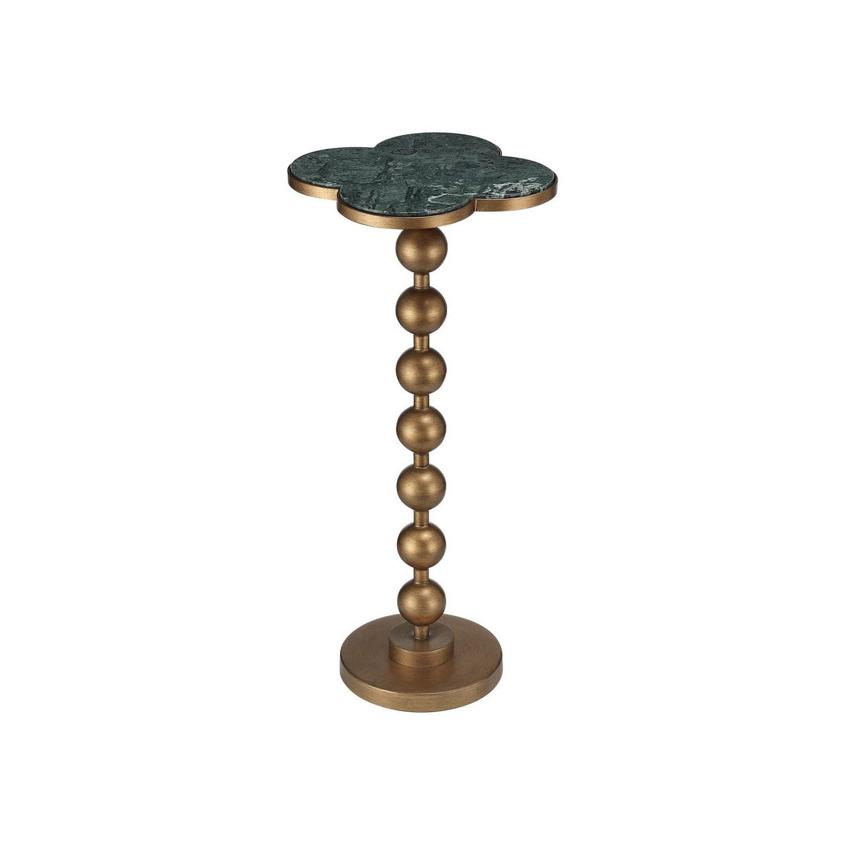 Currey and Company 4000-0259 Quatrefoil Accent Table in Green/Brass