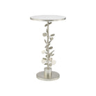 Currey and Company 4000-0260 Lunaria Accent Table in Antique Silver Leaf/Natural