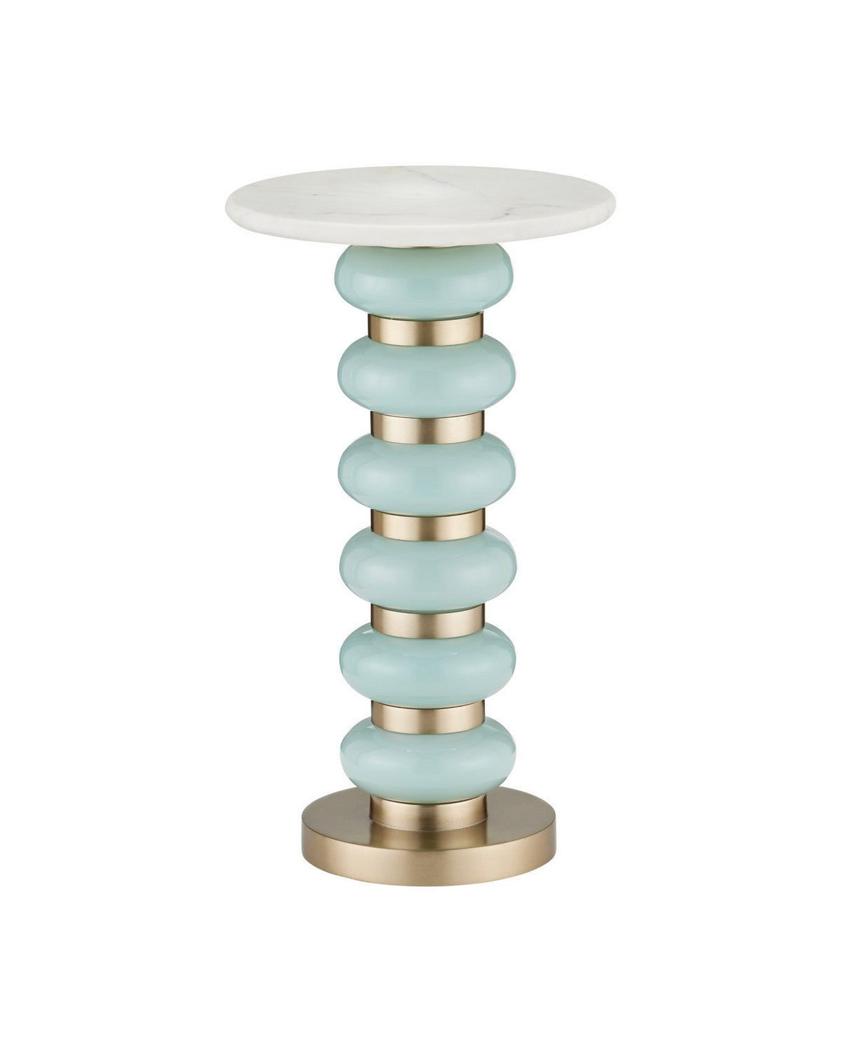 Currey and Company 4000-0281 Lambent Drinks Table in Turquoise/Brushed Brass/Natural