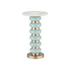 Currey and Company 4000-0281 Lambent Drinks Table in Turquoise/Brushed Brass/Natural