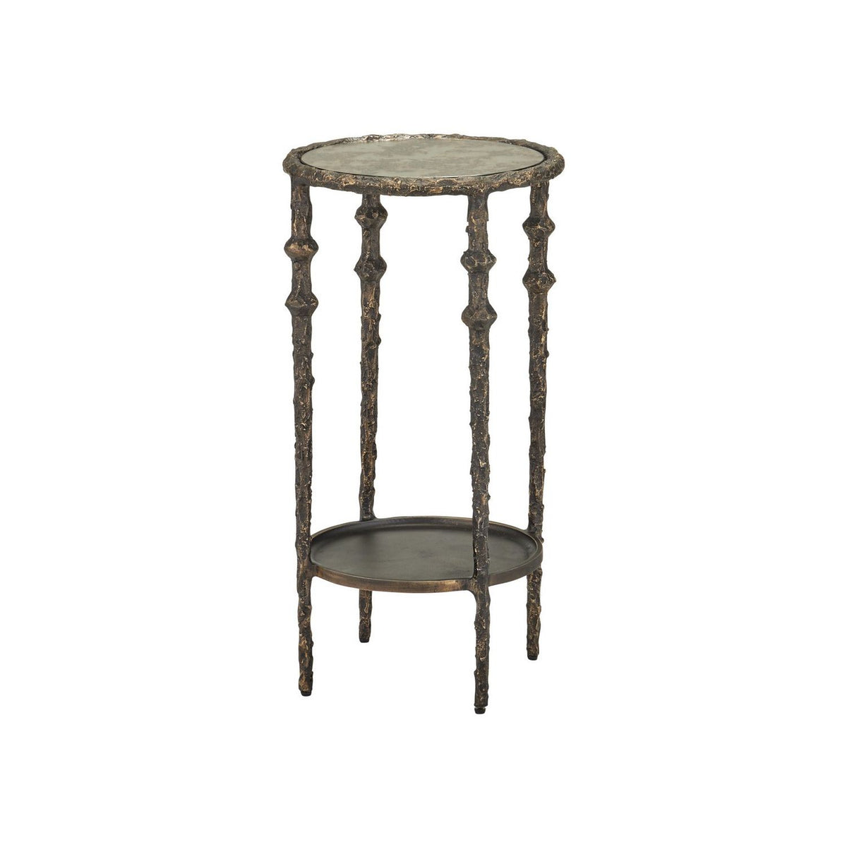 Currey and Company 4000-0283 Spalzato Accent Table in Aged Brass/Antique Glass