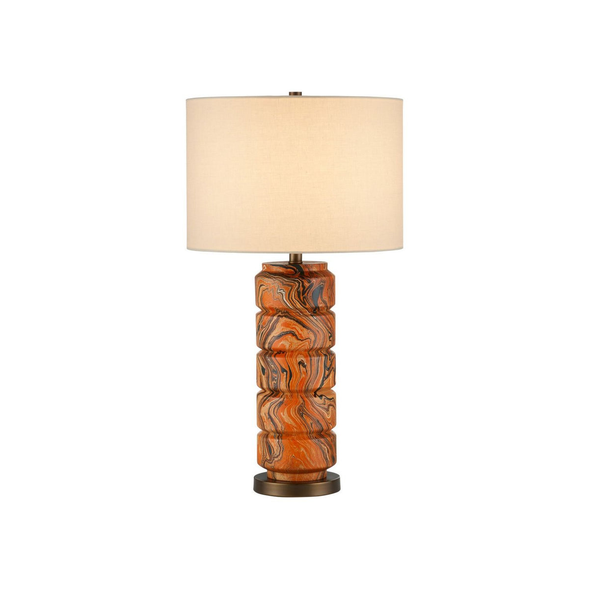 Currey and Company 6000-1087 Crantock Table Lamp in Marbelized Orange