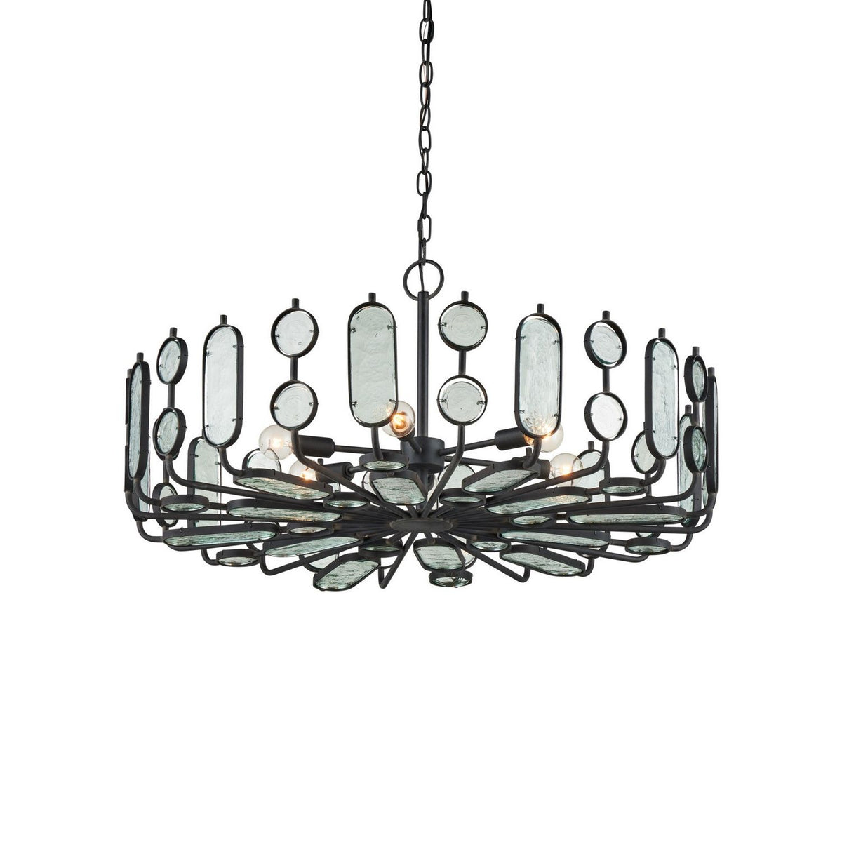 Currey and Company 9000-1445 Ettore Chandelier in Clear/Blacksmith