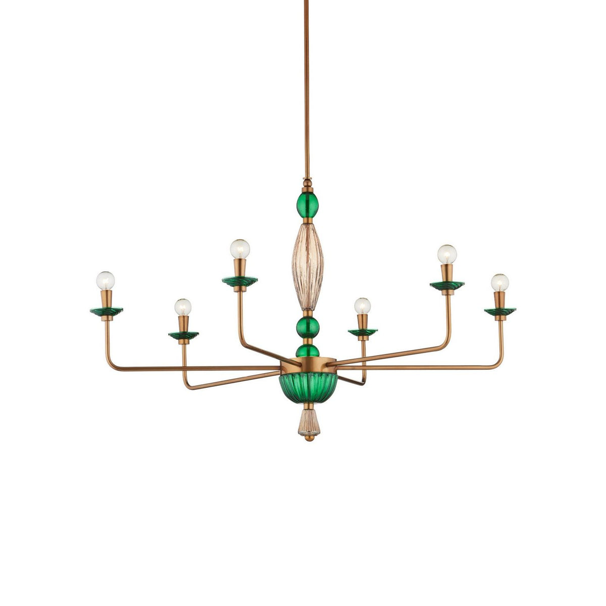 Currey and Company 9000-1453 Grasmere Chandelier in Green/Aged Gold/Gold Luster