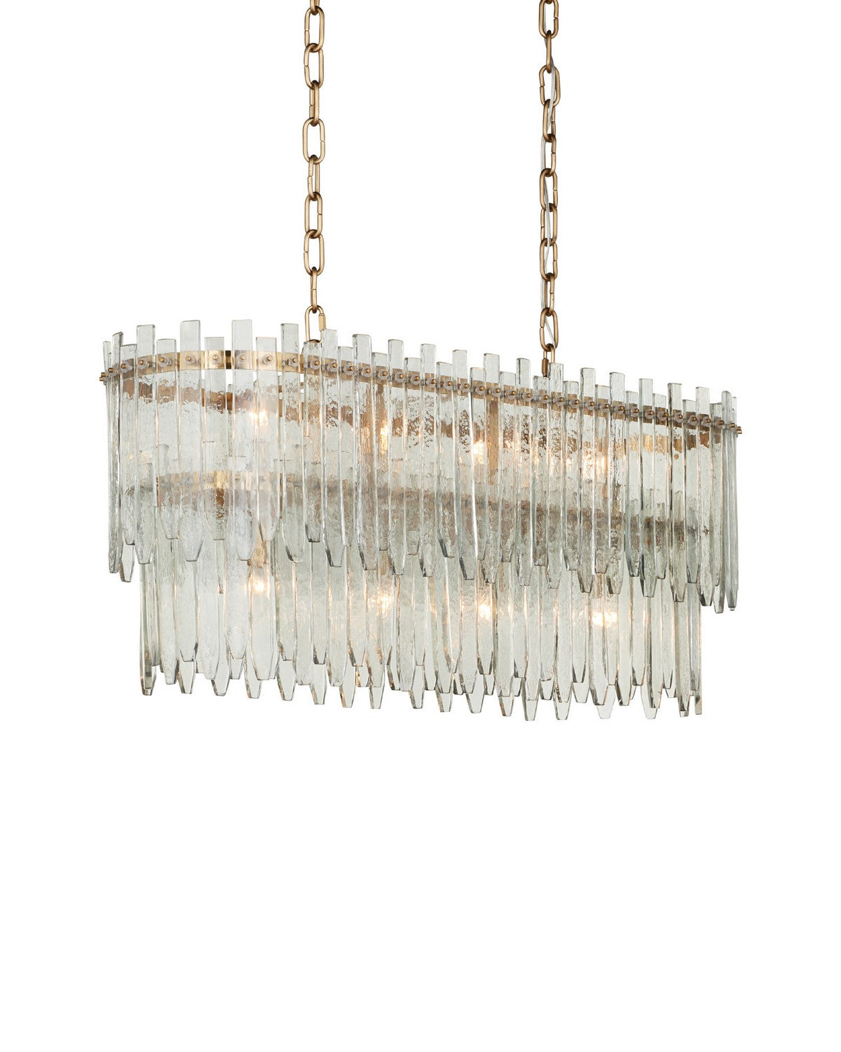 Currey and Company 9000-1454 Electra Oval Chandelier in Clear/Antique Brass