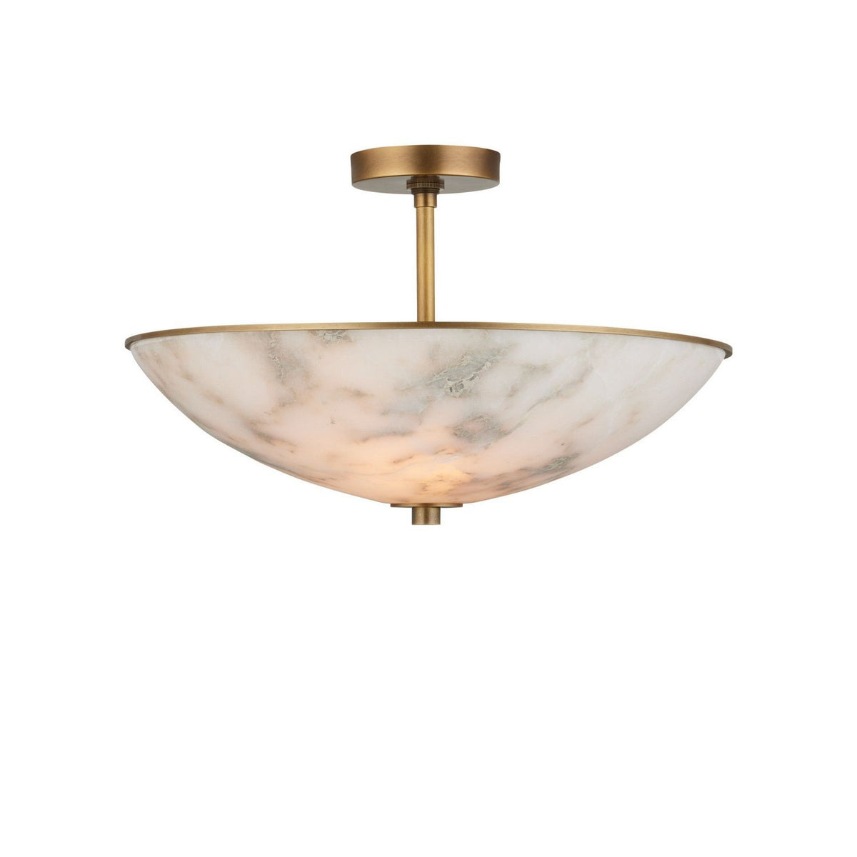 Currey and Company 9000-1478 Volterra Semi-Flush Mount in Natural/Antique Brass