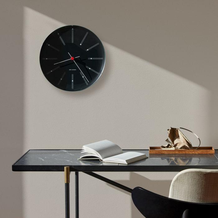 Arne Jacobsen Clocks 43636 Bankers Wall Clock in Black