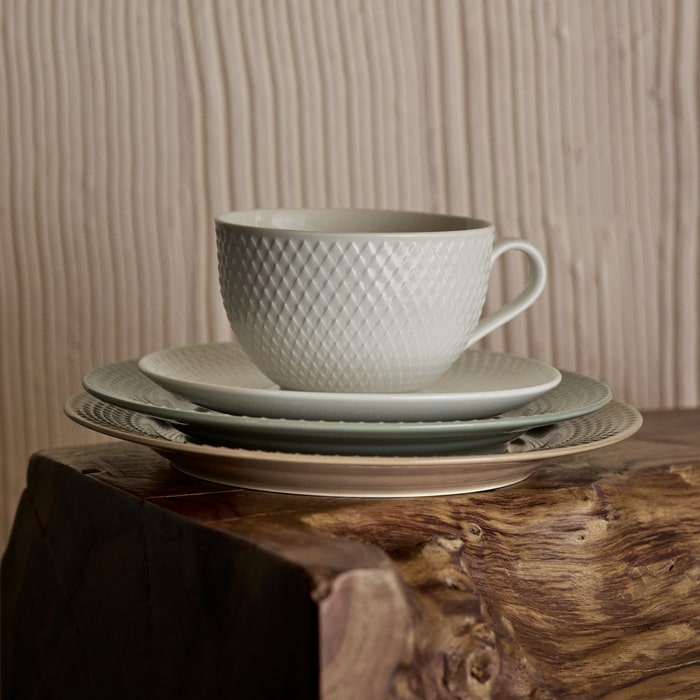 Lyngby Porcelæn 201815 Rhombe Earth Plate in Moss