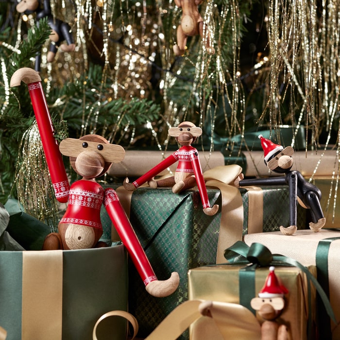 Kay Bojesen 39571 Christmas Jumper Monkey Wooden Figurine in Teak/Limba