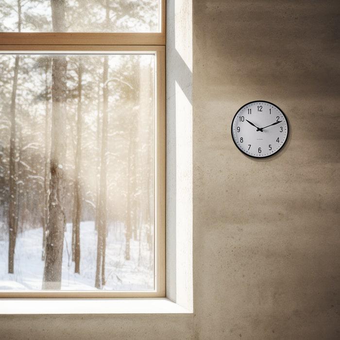 Arne Jacobsen Clocks 43633 Station Wall Clock in White/Black
