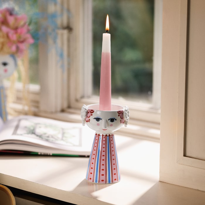 Bjørn Wiinblad 56554 Eva Candle Holder in Dusty Red