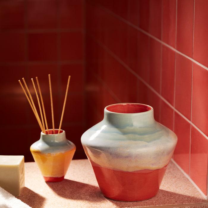 Kähler 693801 Poppery Vase in Pink/Mint/Yellow